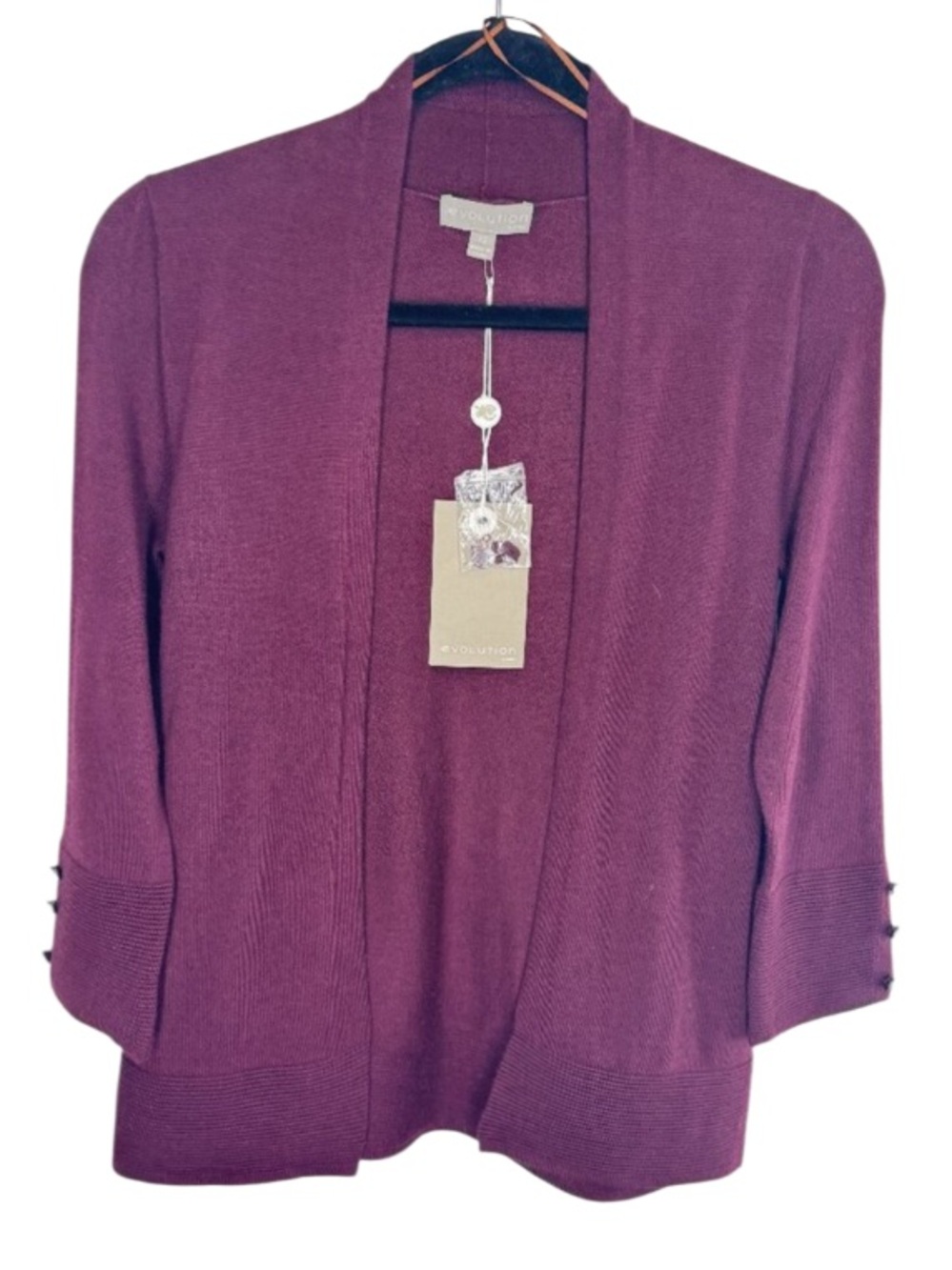 Evolution by Cyrus Myna Button-sleeve Cardigan Sweater in Ancho Chili
